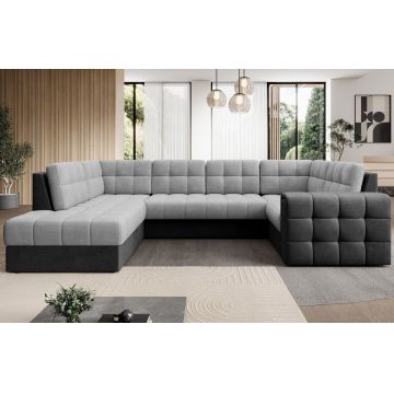 Coltar extensibil stanga 5 locuri ELTAP, LT-84MO-97MO, Blewett, 299x198x82 cm, lemn/poliester, gri deschis/gri inchis