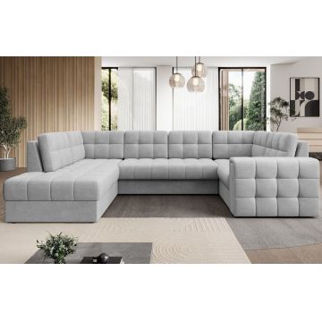 Coltar extensibil stanga 5 locuri ELTAP, LT-84MO, Blewett, 299x198x82 cm, lemn/poliester, gri deschis