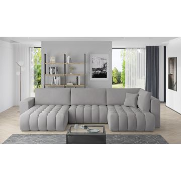 Coltar extensibil stanga 6 locuri ELTAP, LT-03NU, Bonito, 350x175x92 cm, lemn/poliester, gri deschis