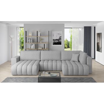 Coltar extensibil stanga 6 locuri ELTAP, LT-04BO, Bonito, 350x175x92 cm, lemn/poliester, gri deschis