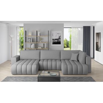 Coltar extensibil stanga 6 locuri ELTAP, LT-04FL, Bonito, 350x175x92 cm, lemn/poliester, gri deschis