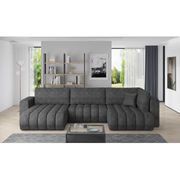 Coltar extensibil stanga 6 locuri ELTAP, LT-05LE, Bonito, 350x175x92 cm, lemn/poliester, gri inchis