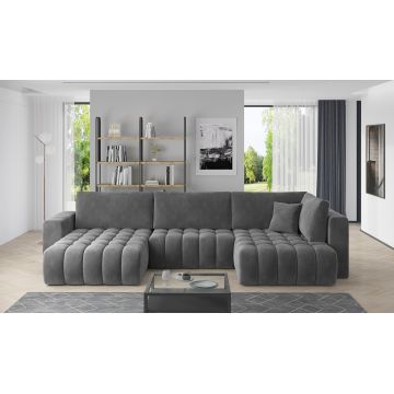 Coltar extensibil stanga 6 locuri ELTAP, LT-06SO, Bonito, 350x175x92 cm, lemn/poliester, gri inchis