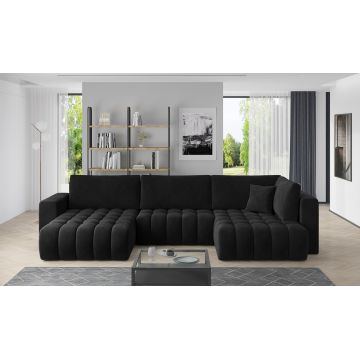 Coltar extensibil stanga 6 locuri ELTAP, LT-10VE, Bonito, 350x175x92 cm, lemn/poliester, negru