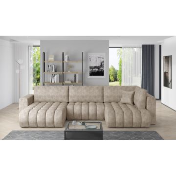 Coltar extensibil stanga 6 locuri ELTAP, LT-18LE, Bonito, 350x175x92 cm, lemn/poliester, bej