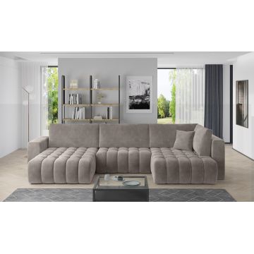 Coltar extensibil stanga 6 locuri ELTAP, LT-18SO, Bonito, 350x175x92 cm, lemn/poliester, bej inchis