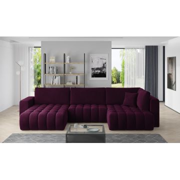 Coltar extensibil stanga 6 locuri ELTAP, LT-25VE, Bonito, 350x175x92 cm, lemn/poliester, violet inchis