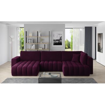 Coltar extensibil stanga 6 locuri ELTAP, LT-25VE, Bonito, 350x175x92 cm, lemn/poliester, violet inchis