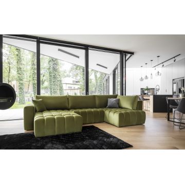 Coltar extensibil stanga 6 locuri ELTAP, LT-33LO, Bonito, 350x175x92 cm, lemn/poliester, verde olive