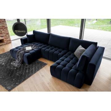 Coltar extensibil stanga 6 locuri ELTAP, LT-40LO, Bonito, 350x175x92 cm, lemn/poliester, albastru inchis