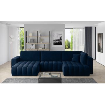Coltar extensibil stanga 6 locuri ELTAP, LT-40VE, Bonito, 350x175x92 cm, lemn/poliester, albastru inchis