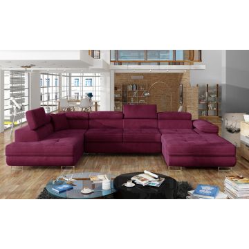 Coltar extensibil stanga 6 locuri ELTAP, Rod-23, Rodrigo, 345x202x90 cm, lemn/poliester, rosu