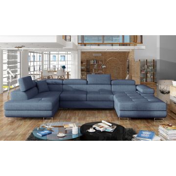 Coltar extensibil stanga 6 locuri ELTAP, Rod-25, Rodrigo, 345x202x90 cm, lemn/poliester, albastru