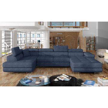 Coltar extensibil stanga 6 locuri ELTAP, Rod-37, Rodrigo, 345x202x90 cm, lemn/poliester, albastru