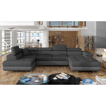 Coltar extensibil stanga 6 locuri ELTAP, Rod-49, Rodrigo, 345x202x90 cm, lemn/poliester, gri inchis