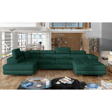 Coltar extensibil stanga 6 locuri ELTAP, Rod-51, Rodrigo, 345x202x90 cm, lemn/poliester, verde inchis