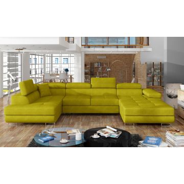 Coltar extensibil stanga 6 locuri ELTAP, Rod-56, Rodrigo, 345x202x90 cm, lemn/poliester, galben