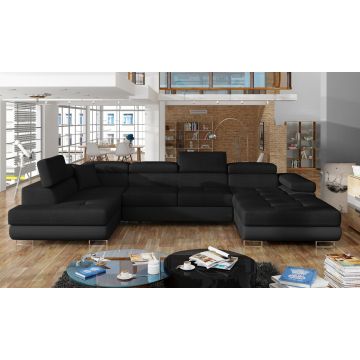 Coltar extensibil stanga 6 locuri ELTAP, Rod-61, Rodrigo, 345x202x90 cm, lemn/poliester, negru