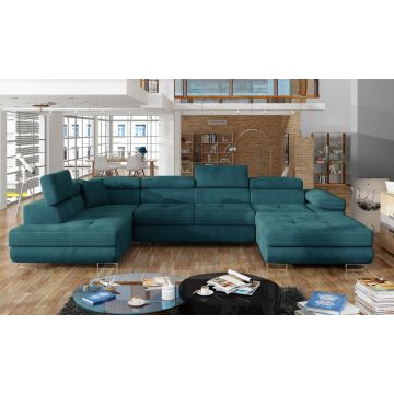 Coltar extensibil stanga 6 locuri ELTAP, Rod-64, Rodrigo, 345x202x90 cm, lemn/poliester, verde