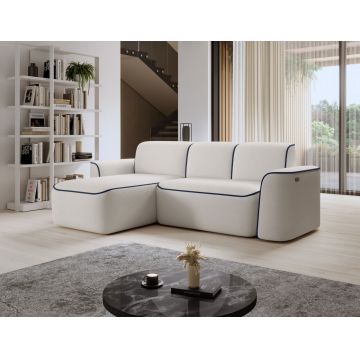 Coltar stanga 4 locuri ELTAP, Ume, 287x190x88 cm, lemn/poliester, alb/albastru inchis