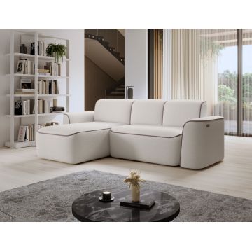 Coltar stanga 4 locuri ELTAP, Ume, 287x190x88 cm, lemn/poliester, alb/bej