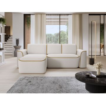 Coltar stanga 4 locuri ELTAP, Ume, 287x190x88 cm, lemn/poliester, alb/galben