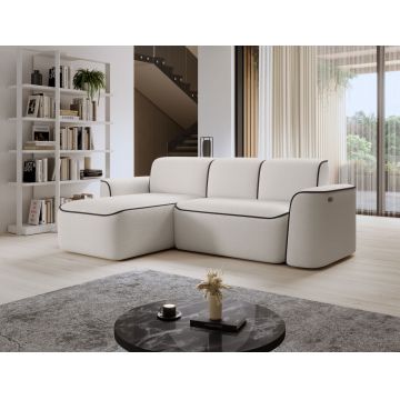 Coltar stanga 4 locuri ELTAP, Ume, 287x190x88 cm, lemn/poliester, alb/maro inchis