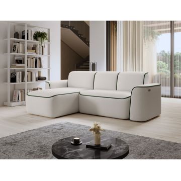 Coltar stanga 4 locuri ELTAP, Ume, 287x190x88 cm, lemn/poliester, alb/verde
