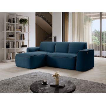 Coltar stanga 4 locuri ELTAP, Ume, 287x190x88 cm, lemn/poliester, albastru/gri inchis