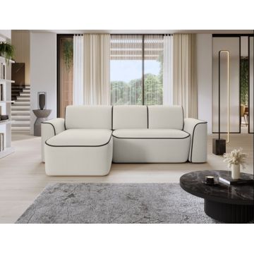 Coltar stanga 4 locuri ELTAP, Ume, 287x190x88 cm, lemn/poliester, bej/negru