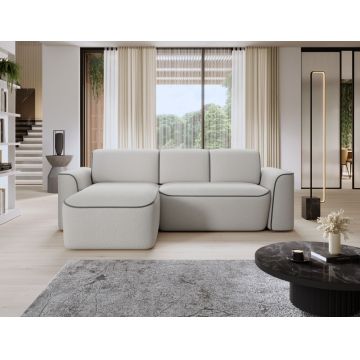 Coltar stanga 4 locuri ELTAP, Ume, 287x190x88 cm, lemn/poliester, gri deschis/gri inchis
