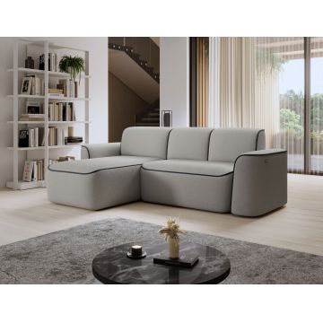 Coltar stanga 4 locuri ELTAP, Ume, 287x190x88 cm, lemn/poliester, gri/gri inchis