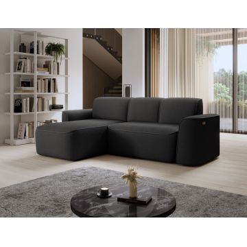 Coltar stanga 4 locuri ELTAP, Ume, 287x190x88 cm, lemn/poliester, gri inchis/gri inchis