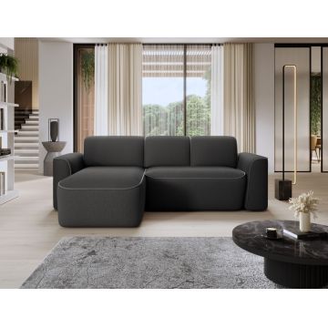 Coltar stanga 4 locuri ELTAP, Ume, 287x190x88 cm, lemn/poliester, gri inchis/gri
