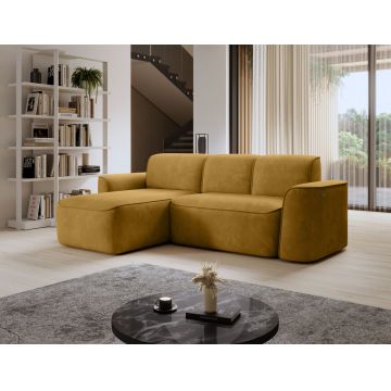Coltar stanga 4 locuri ELTAP, Ume, 287x190x88 cm, lemn/poliester, mustar