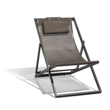 Șezlong de grădină gri antracit din metal Alexa – Diphano