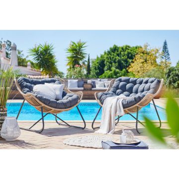 SCAUN DE GRĂDINĂ in metal, plastic, textil antracit, gri închis, maro deschis
