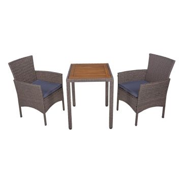 Set de dining pentru grădină maro închis din ratan artificial pentru 2 persoane Dakota – Garden Pleasure