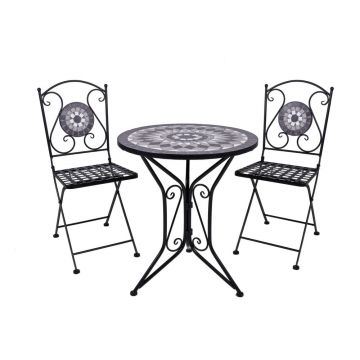 Set de dining pentru grădină negru din metal pentru 2 persoane Jalua – Garden Pleasure