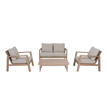 Set mobilier de grădină bej din lemn de eucalipt pentru 4 persoane San Mateo – Garden Pleasure