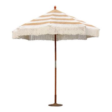 Umbrela de gradina Brilie, Pako World, Lemn, 2.7x2.6 m, Maro-Alb