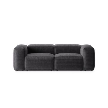 Canapea 2 locuri, Bergamo, Cosmopolitan Design, 224x108x70 cm, catifea chenille raiata, gri