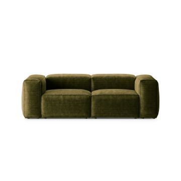Canapea 2 locuri, Bergamo, Cosmopolitan Design, 224x108x70 cm, catifea chenille raiata, verde