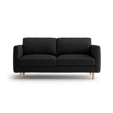 Canapea 2 locuri, Eden, Micadoni, 146x92x90 cm, catifea, negru