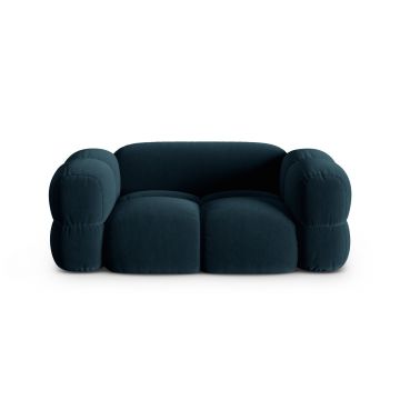 Canapea 2 locuri, Loretto, Cosmopolitan Design, 180x100x68 cm, catifea, albastru petrol inchis