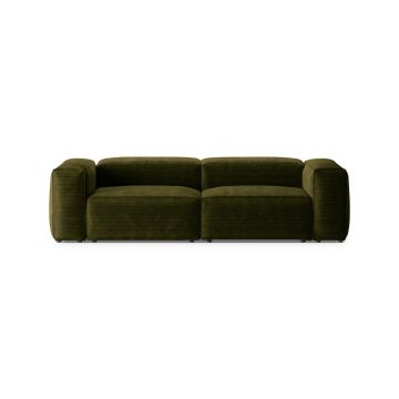 Canapea 3 locuri, Bergamo, Cosmopolitan Design, 264x108x70 cm, catifea chenille raiata, verde
