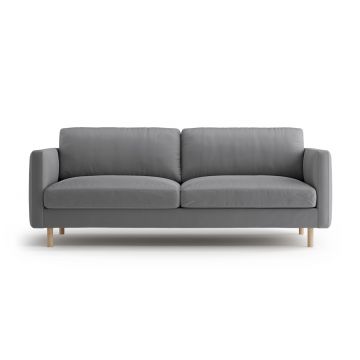 Canapea 3 locuri, Eden, Micadoni, 173x92x90 cm, catifea, gri