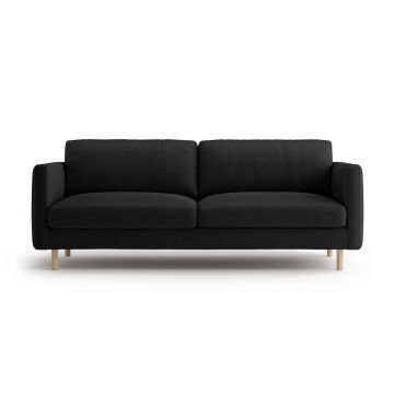 Canapea 3 locuri, Eden, Micadoni, 173x92x90 cm, catifea, negru