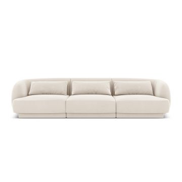 Canapea 3 locuri, Tulum, Cosmopolitan Design, 255x90x70 cm, catifea, bej deschis