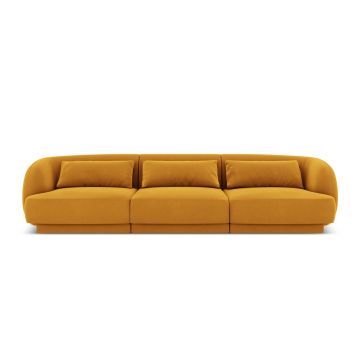 Canapea 3 locuri, Tulum, Cosmopolitan Design, 255x90x70 cm, catifea, galben